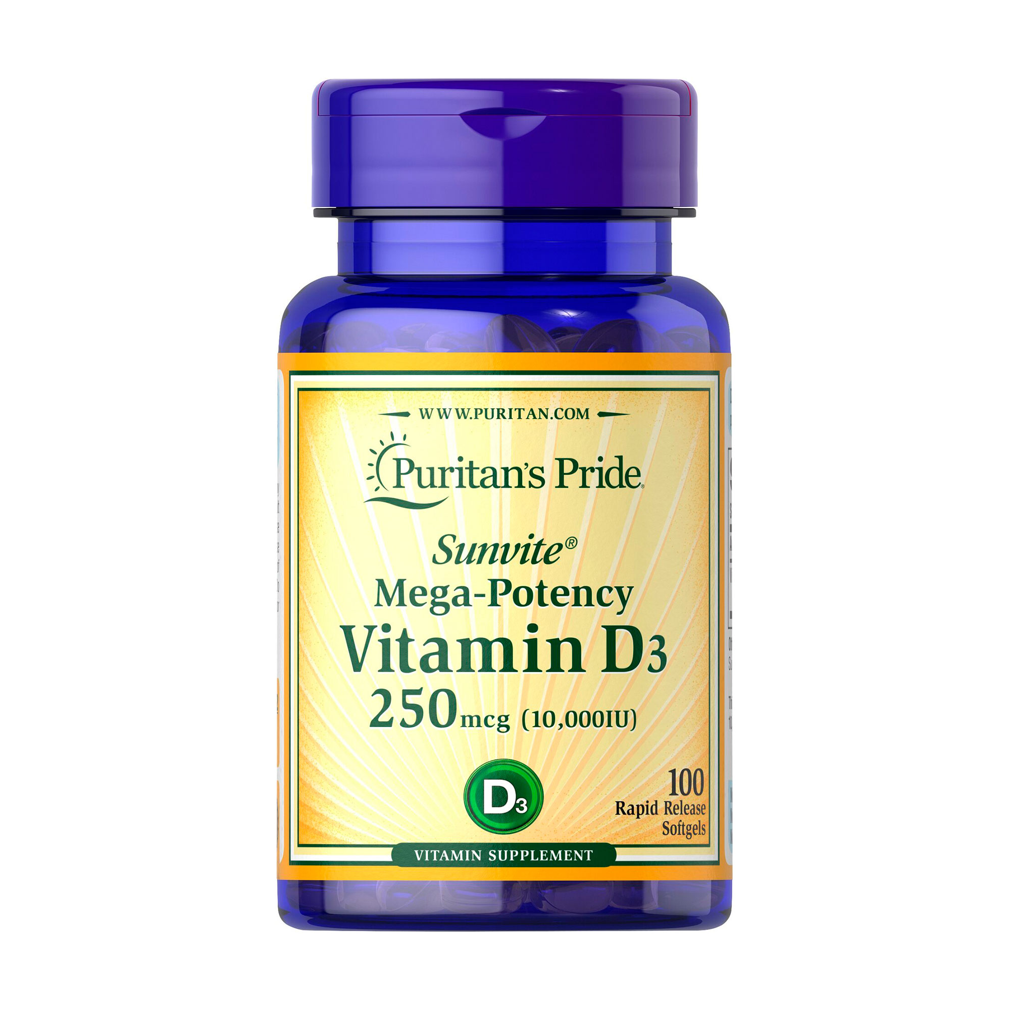 Вітамін Д3 Puritan's Pride Vitamin D3 10000 МО, 100 капсул